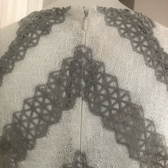Antonio Melani White And Gray Lace Cap Sleeve V Neck Cocktail Dress size 6 - Picture 4 of 14